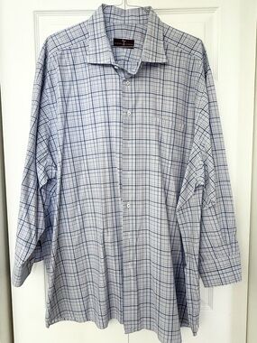Robert Talbott Light Blue and Navy Windowpane Dress Shirt